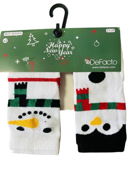 Sosete Craciun Copii 2/set , Imprimeu om de zapada si pinguin,Engros